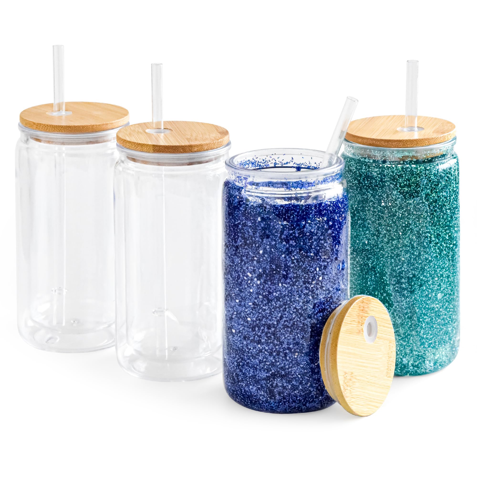 Vaso acrílico FECBK con globo de nieve 16 oz, ideal para bebidas frías y decoración casera.