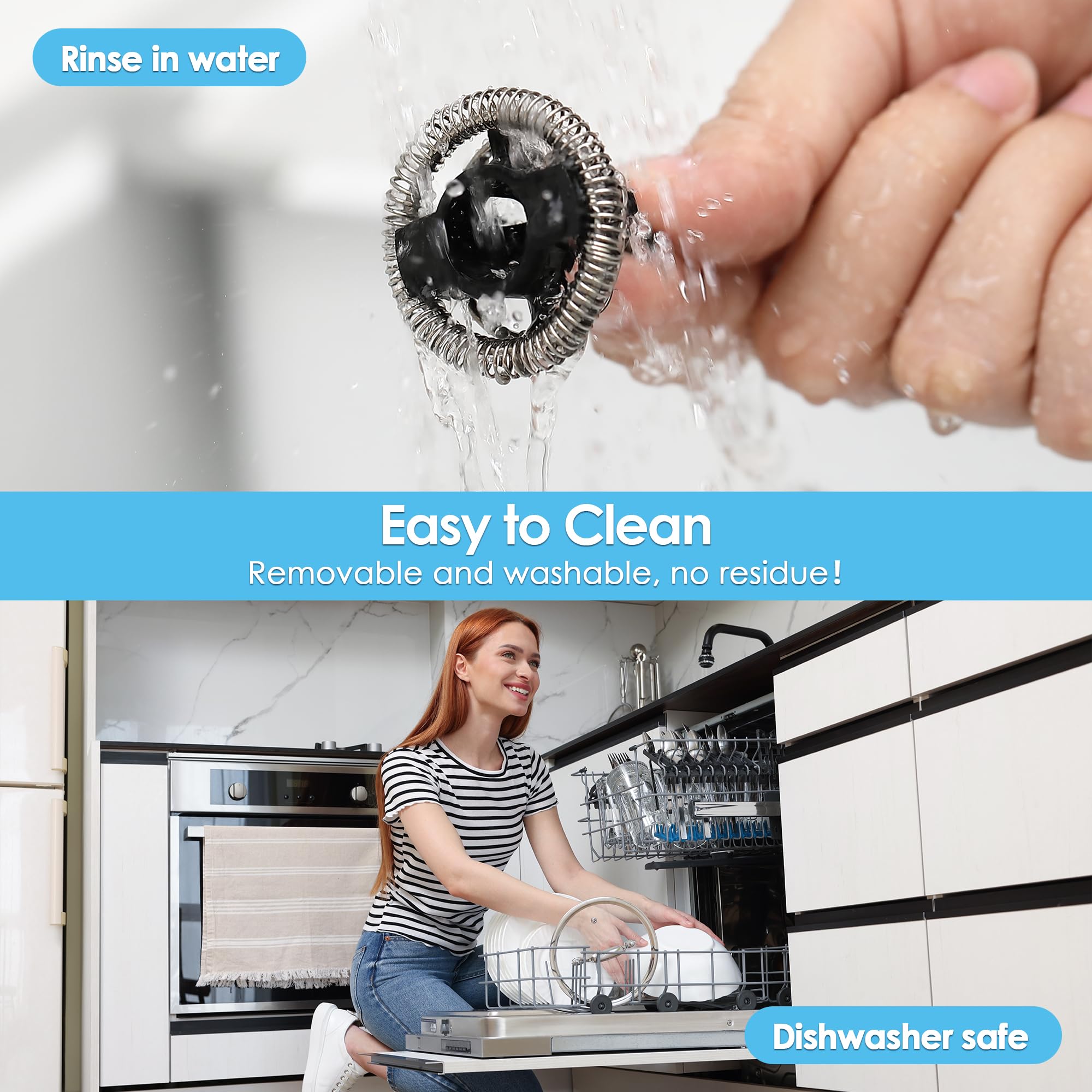 Materiales ABS y acero inoxidable Feekoon para durabilidad.