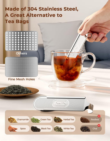 Feelife malla desmontable para limpieza rápida y profunda del infusor te.