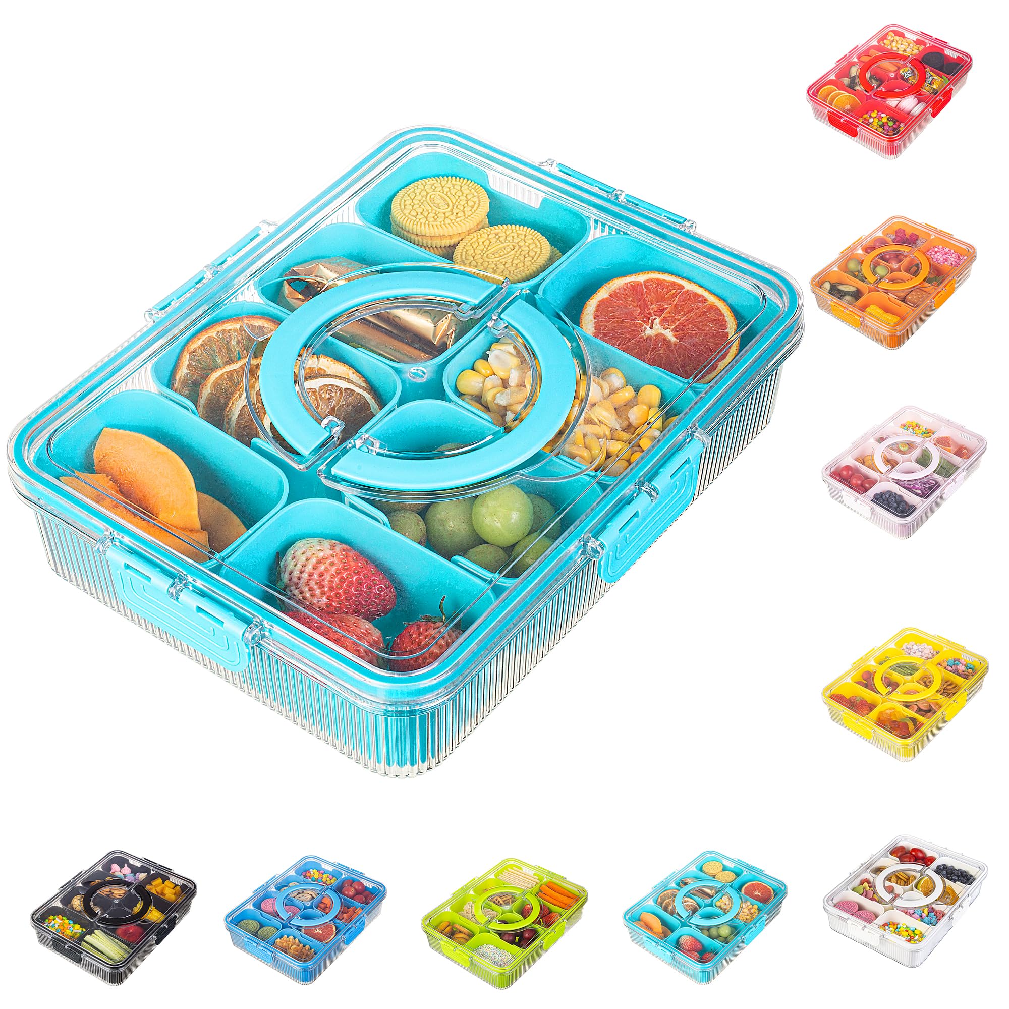 FEIOOD caja snackle lago azul con 8 compartimentos para snacks variados