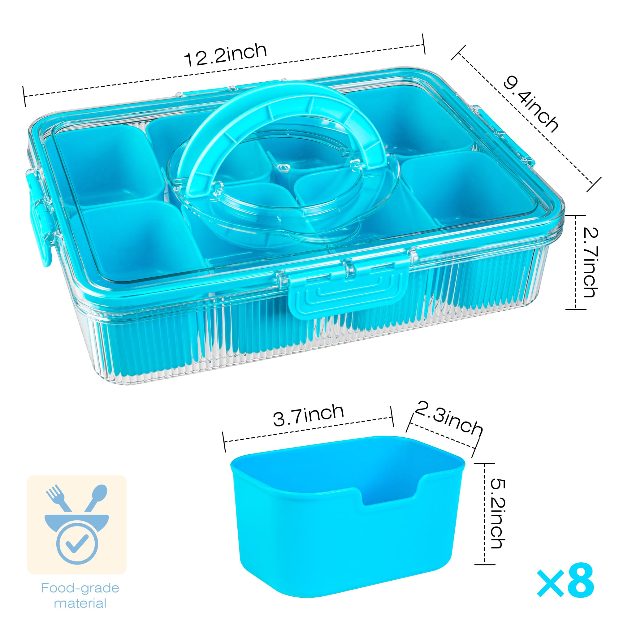 FEIOOD caja snackle lago azul asa integrada para llevar con facilidad