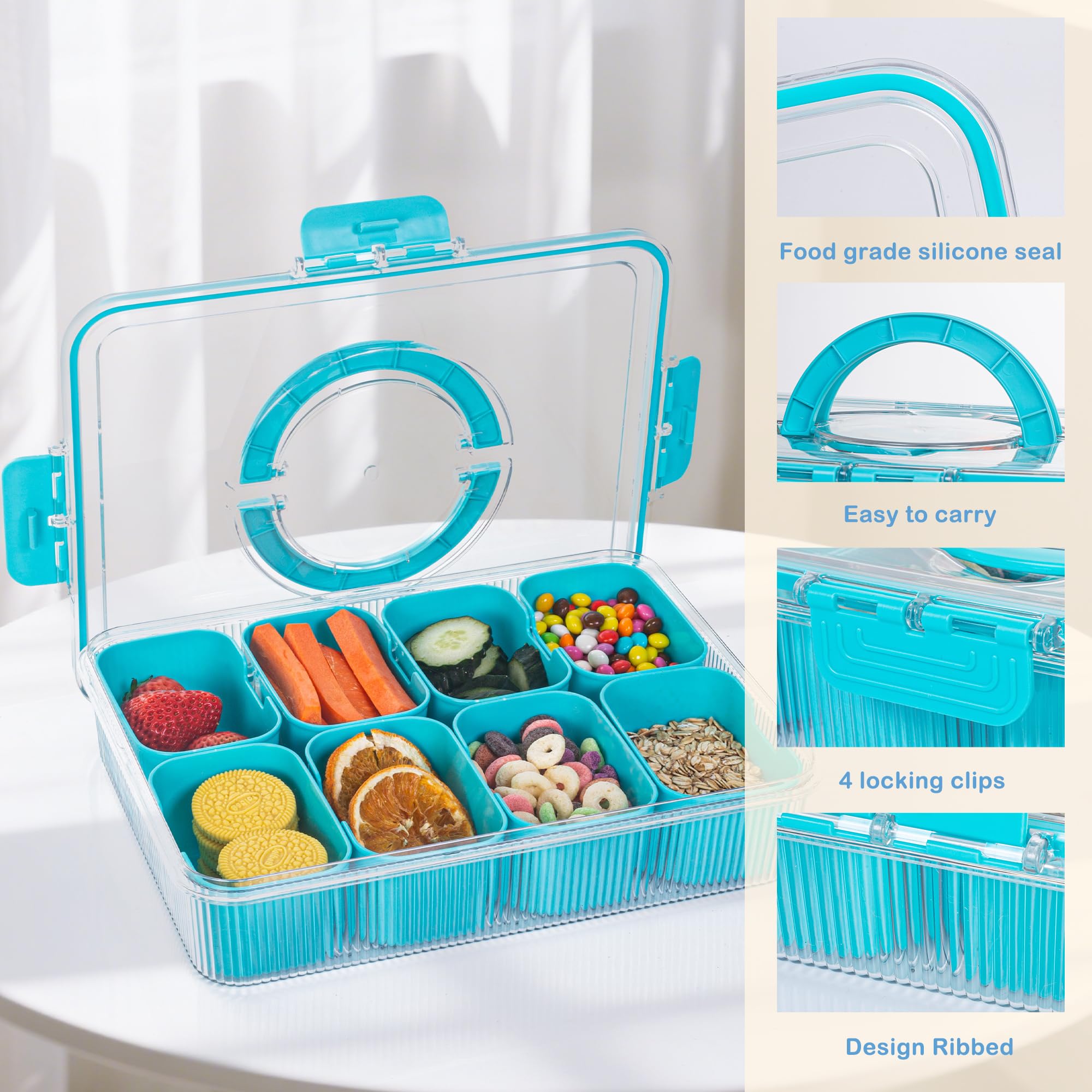 FEIOOD caja snackle lago azul diseño con relieve para agarre cómodo
