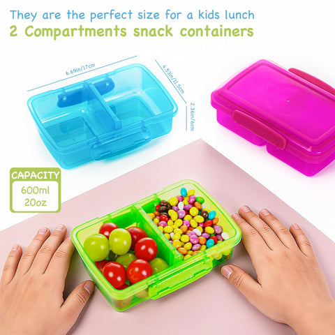 FEIOOD contenedores para meriendas con dos compartimentos en morado, ideal para separar sabores.