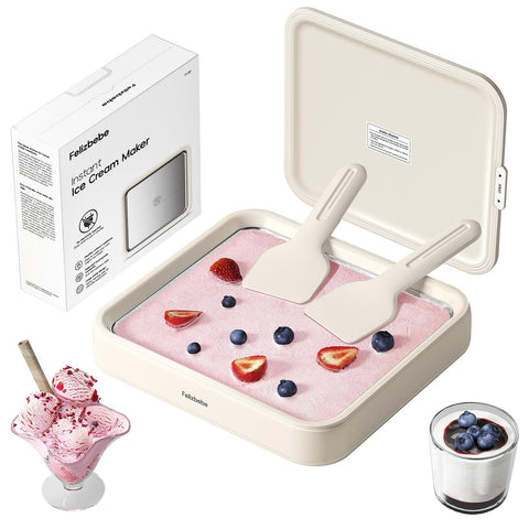Felizbebe bandeja para helados enrollados, ideal para postres caseros rápidos.
