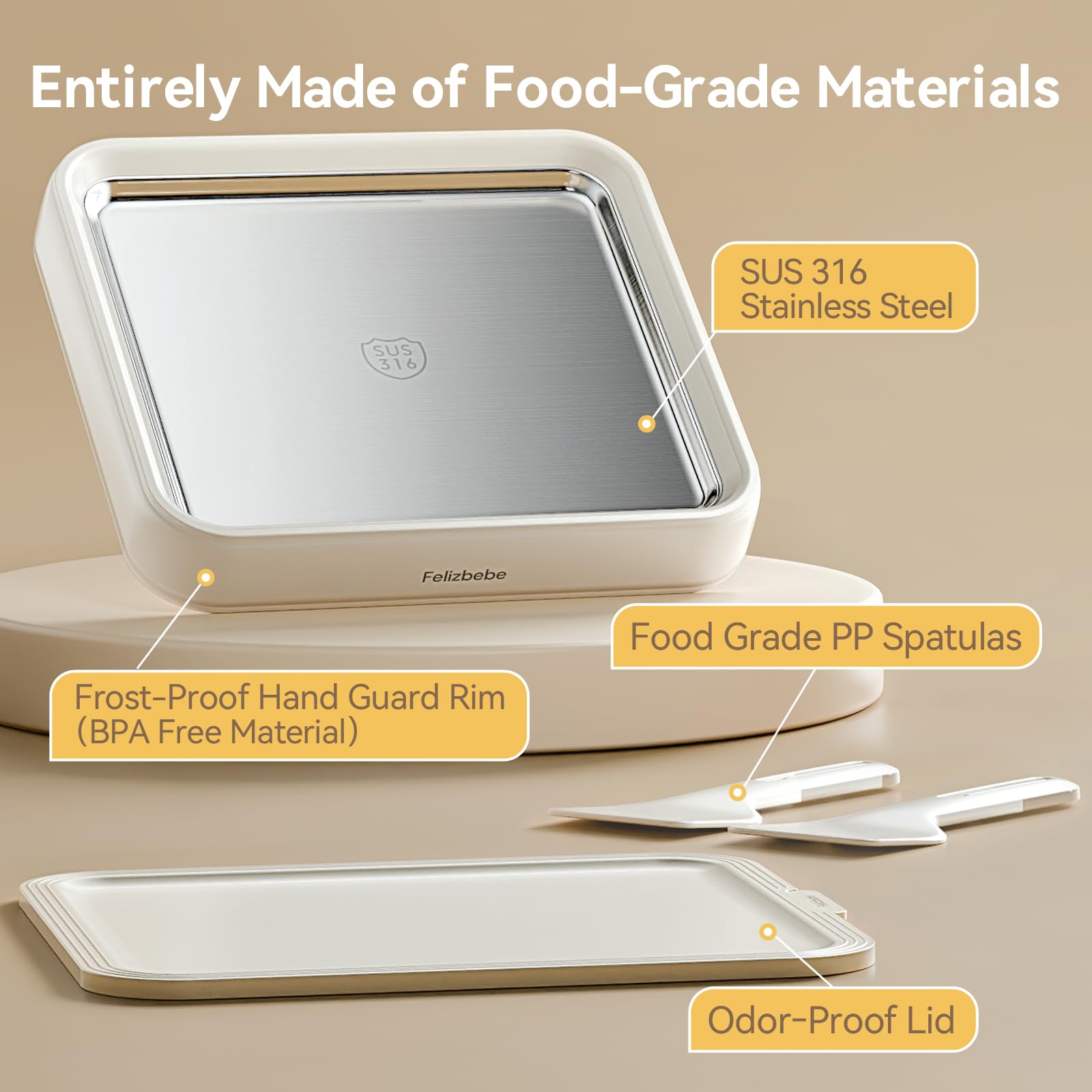 Felizbebe placa congeladora acero inoxidable: superficie duradera para helados.