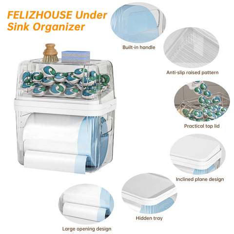 FELIZHOUSE capacidad para bolsas de 13 galones, compatibilidad con tamaños estándar.