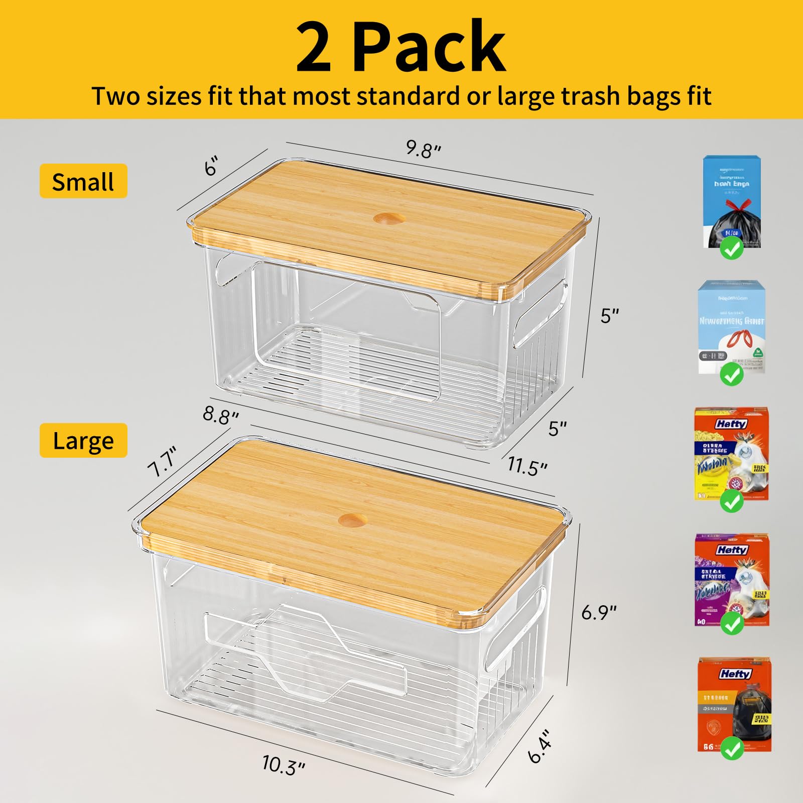 FELIZHOUSE dispensador de bolsas apilable con dos frentes para mayor acceso