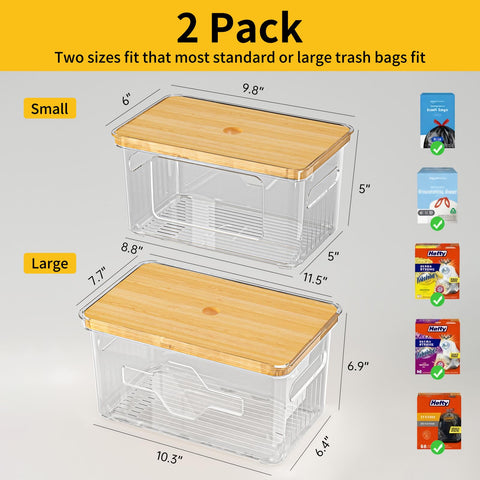 FELIZHOUSE dispensador de bolsas apilable con dos frentes para mayor acceso