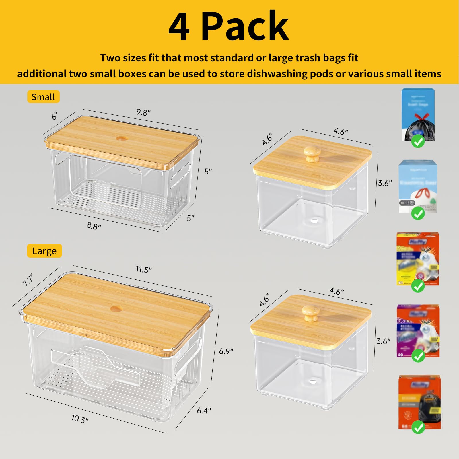 FELIZHOUSE Dispensador apilable de bolsas de basura, ideal para cocina y lavandería.