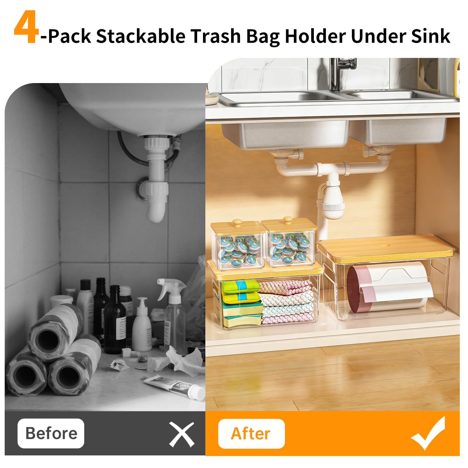 FELIZHOUSE Organizador compacto para bajo fregadero, perfecto en cocina y lavandería.