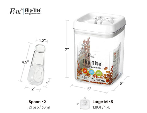 Cucharas integradas en Felli Flip Tite para porciones precisas.