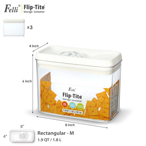 Felli Flip-Tite con tapa flip, se abre con una mano para uso cómodo.