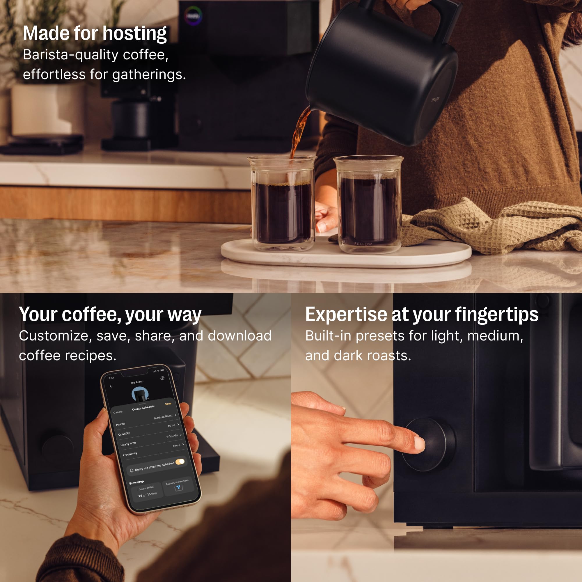 Programación anticipada para tener el café listo a la hora deseada.