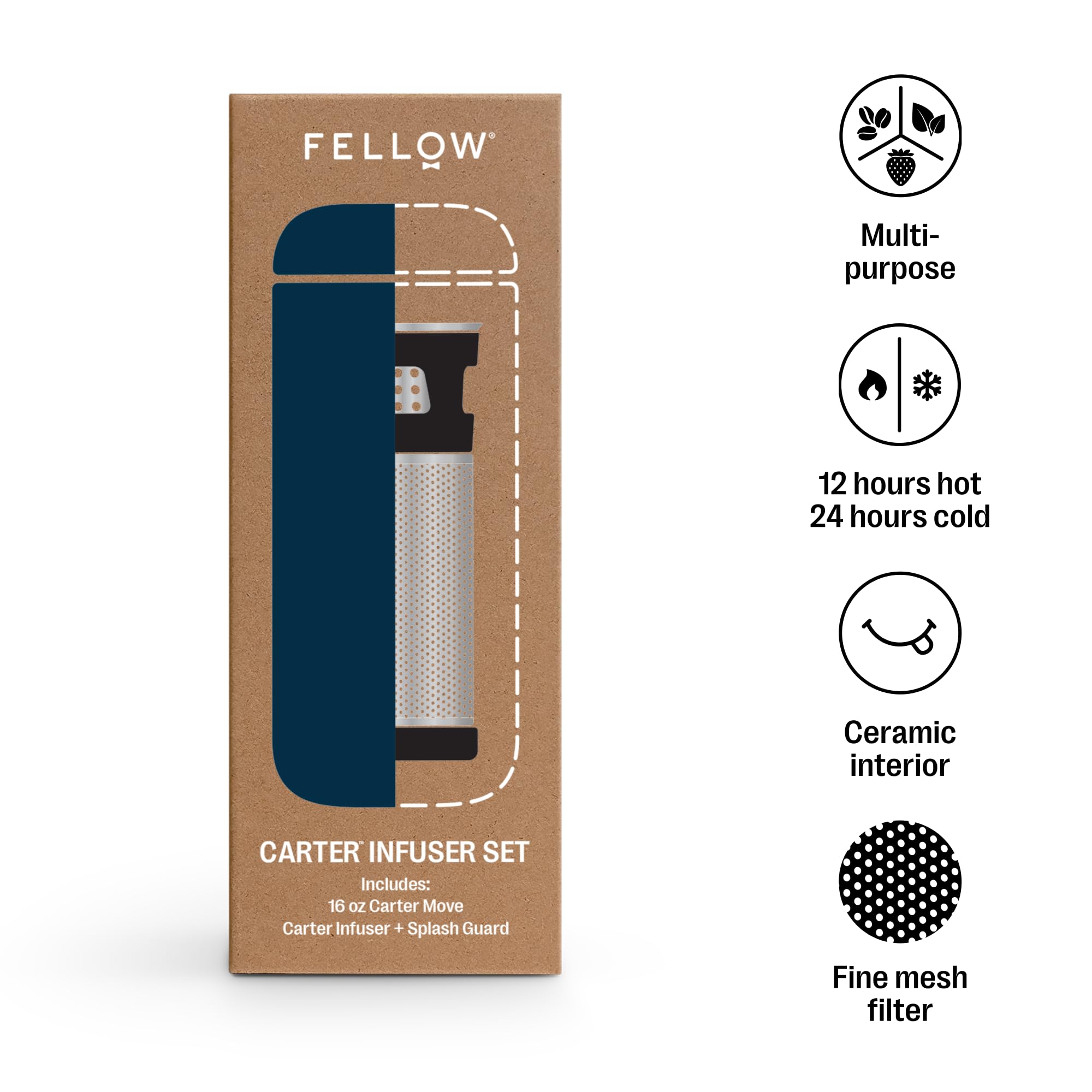Infusor Fellow Carter para infusión fría, sabor suave y sin sedimentos