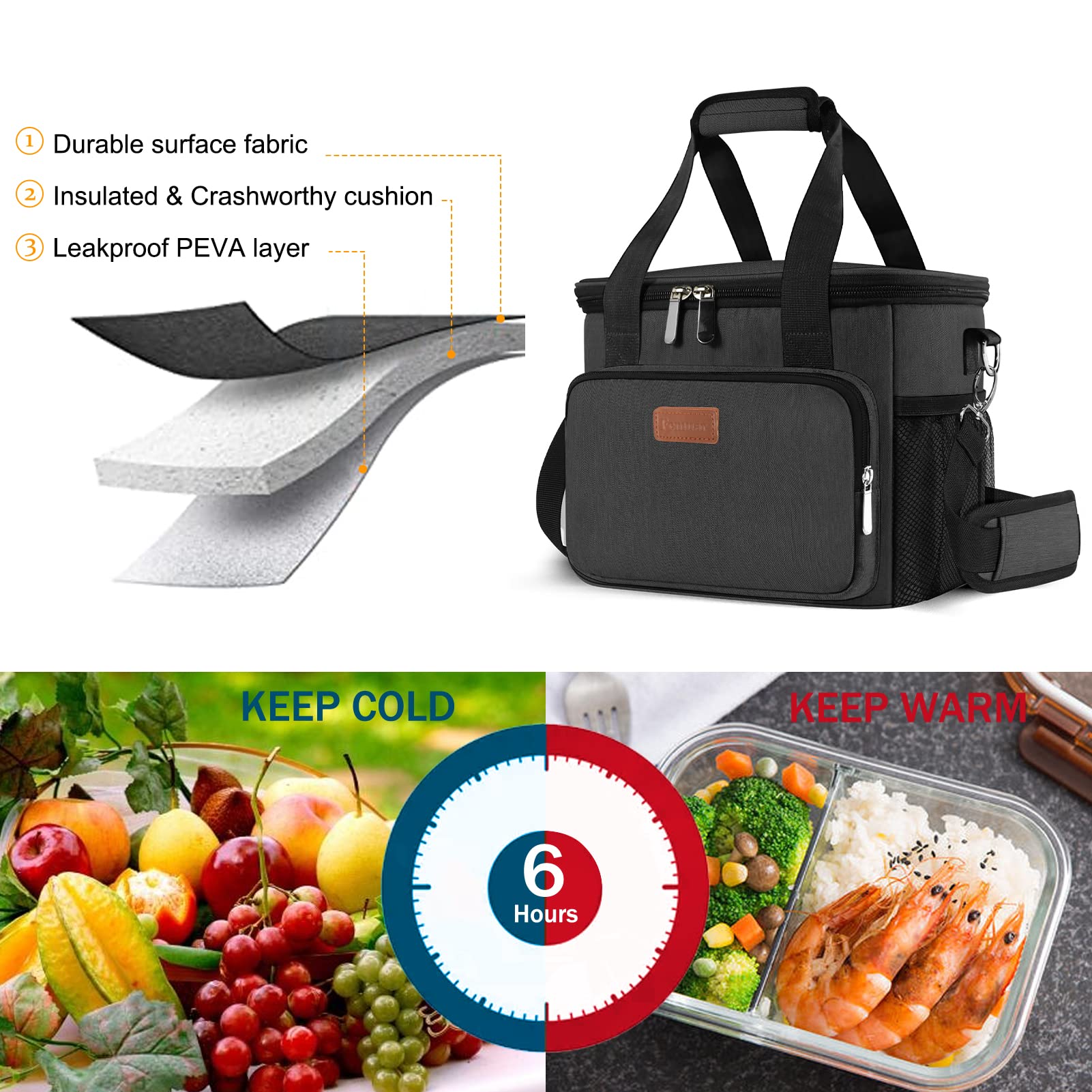 Femuar bolsa con correa ajustable para transporte cómodo.