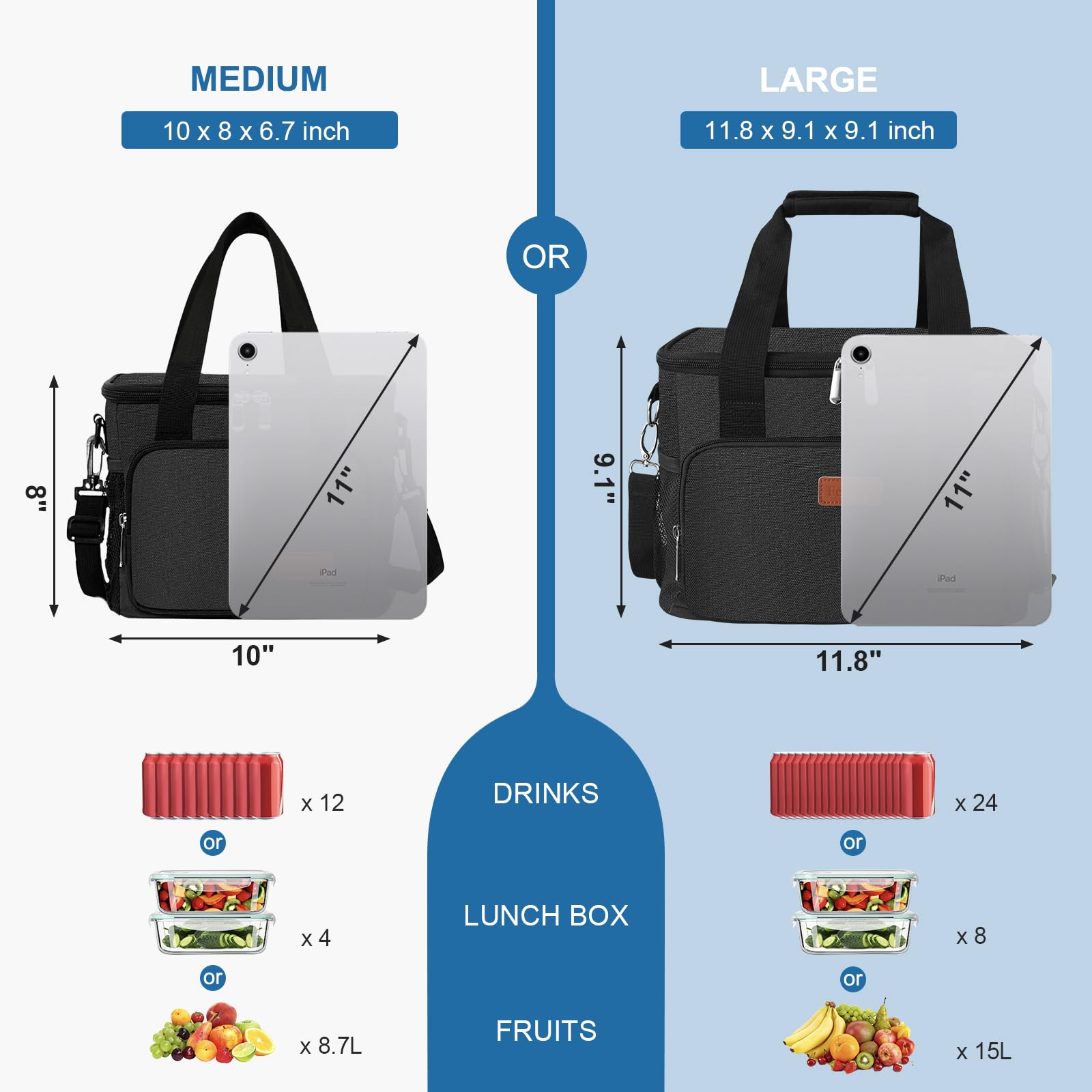 Femuar bolsa de almuerzo de gran capacidad para transportar comidas completas.