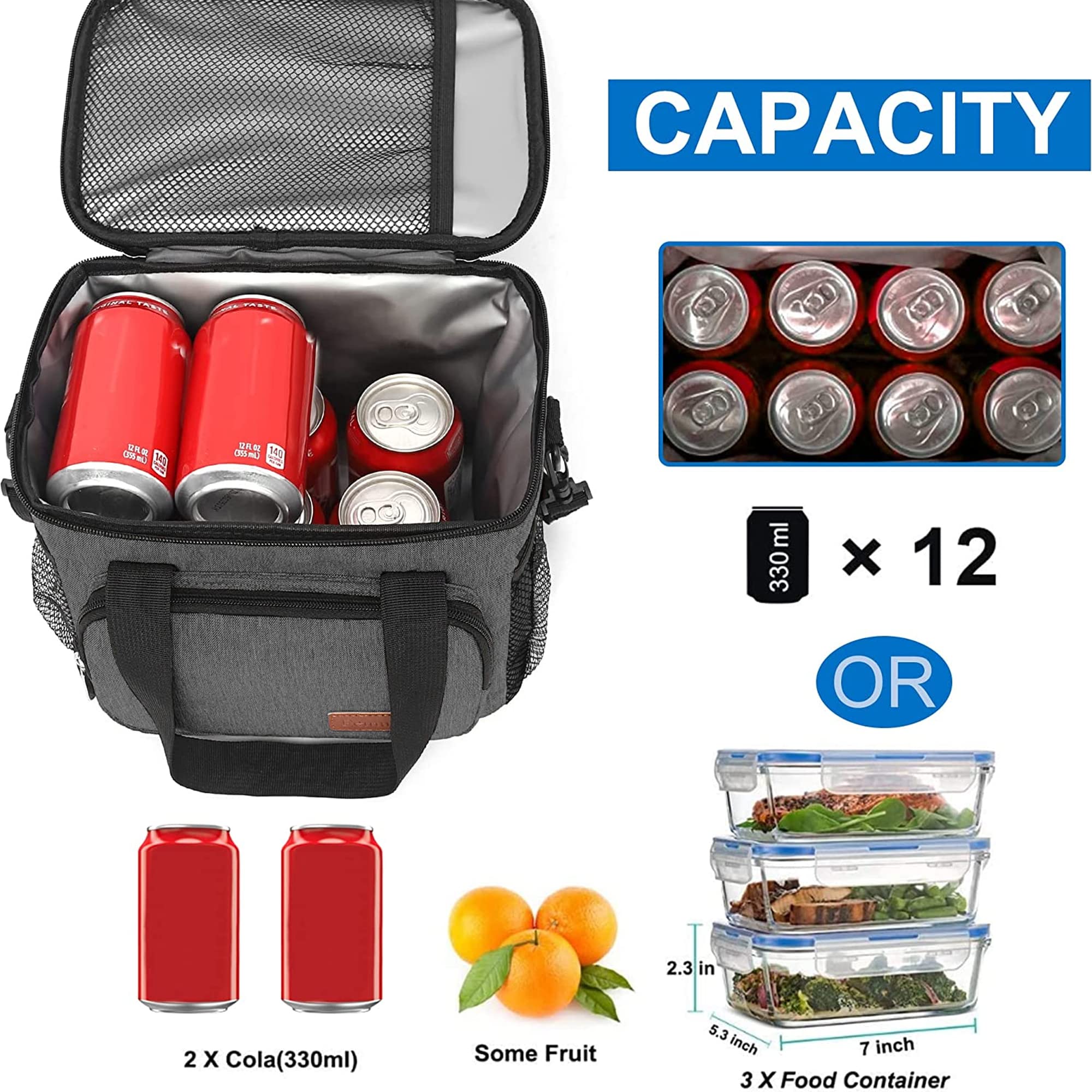 Femuar bolsa de almuerzo, capacidad 8.7l para almacenar meriendas y bebidas