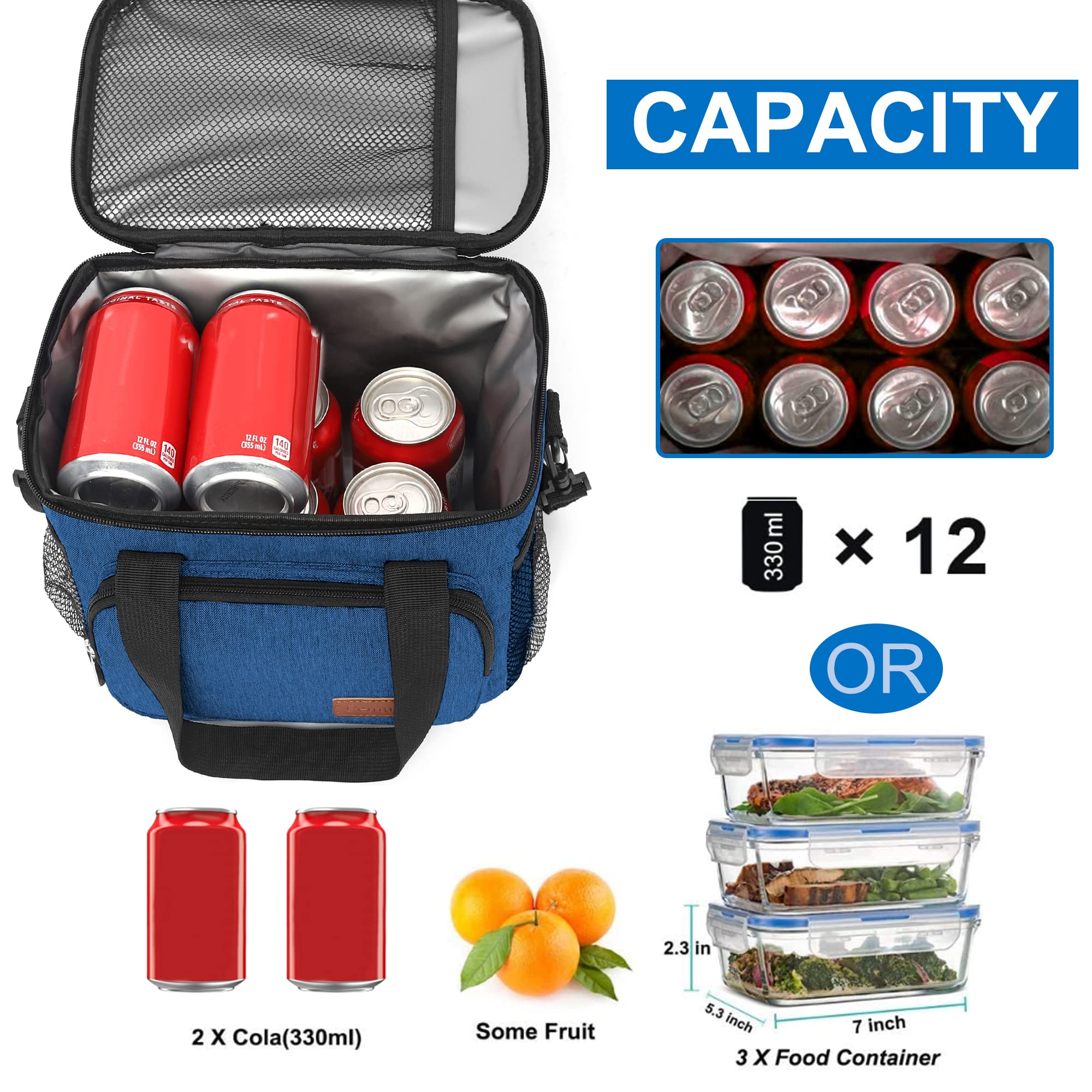 Femuar bolsa de almuerzo de gran capacidad para 12 latas, ideal para almuerzos completos en la oficina.
