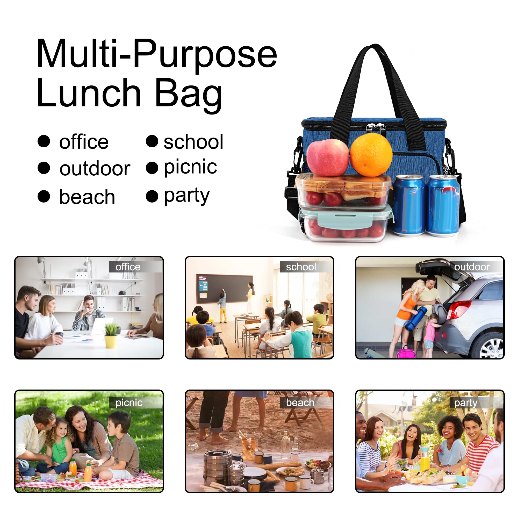 Femuar bolsa de almuerzo con diseño neutro, práctica para adultos y jóvenes.