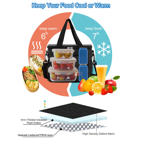 Femuar bolsa con múltiples compartimentos para organizar comidas y snacks.