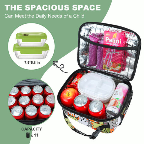 Espacio amplio de la bolsa Femuar para meriendas y bebidas.