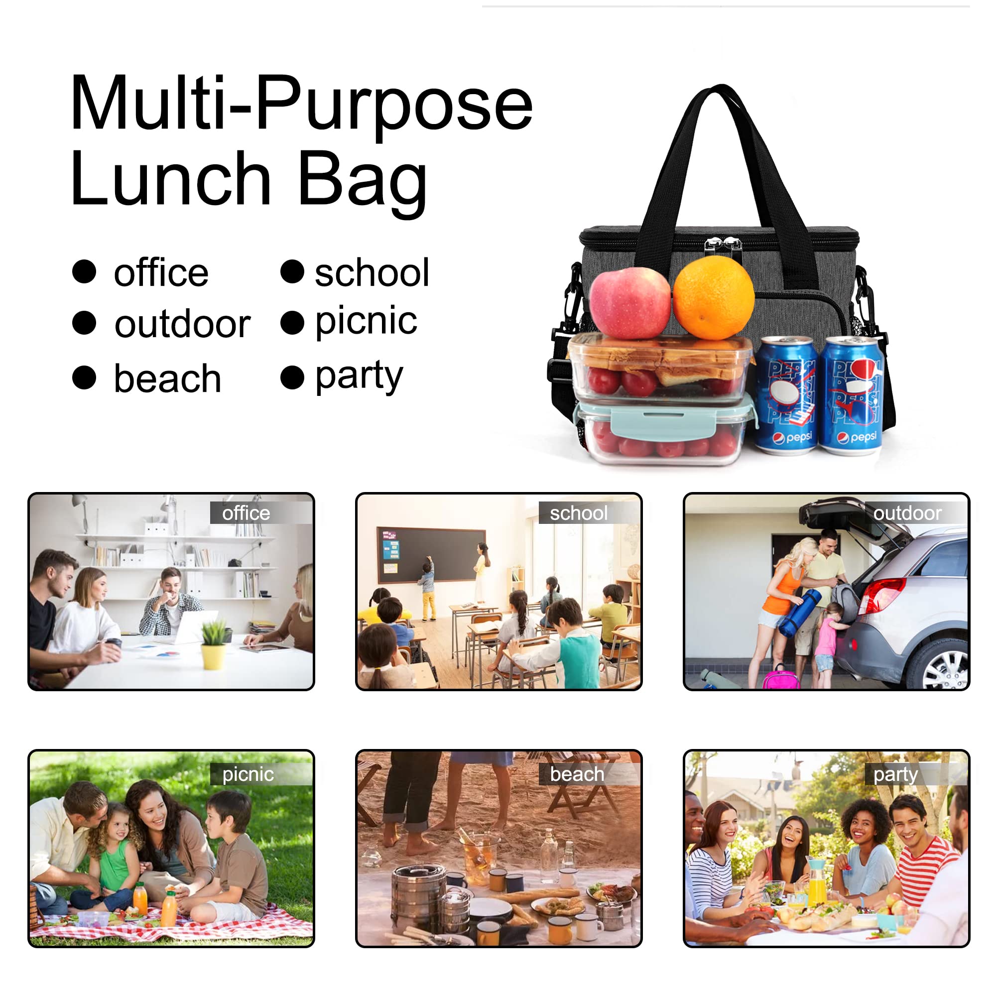 Femuar bolsa de almuerzo, uso versátil para trabajo, picnic o viaje