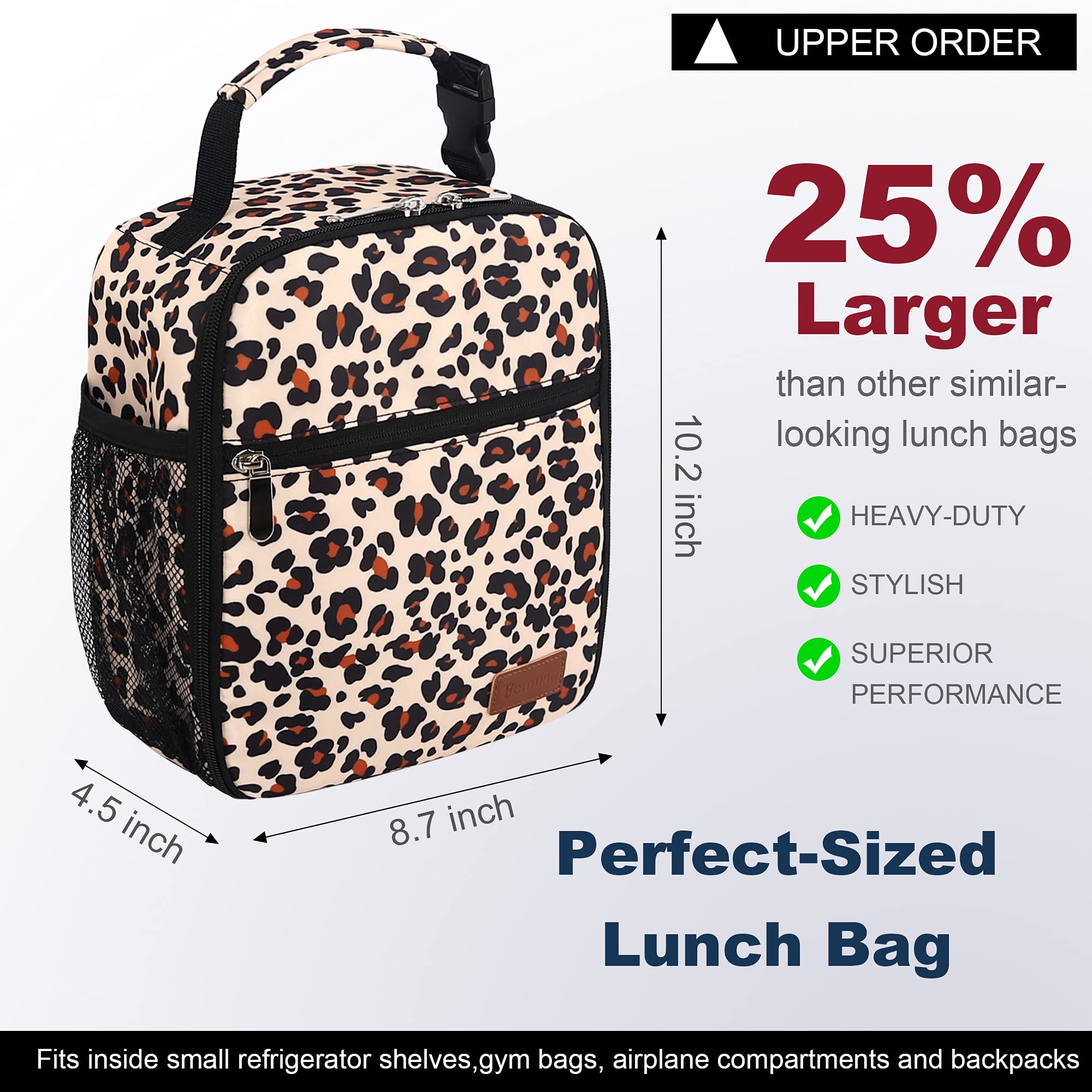 Femuar caja de almuerzo Leopardo, interior: mantiene la comida caliente o fría para almuerzos al aire libre.