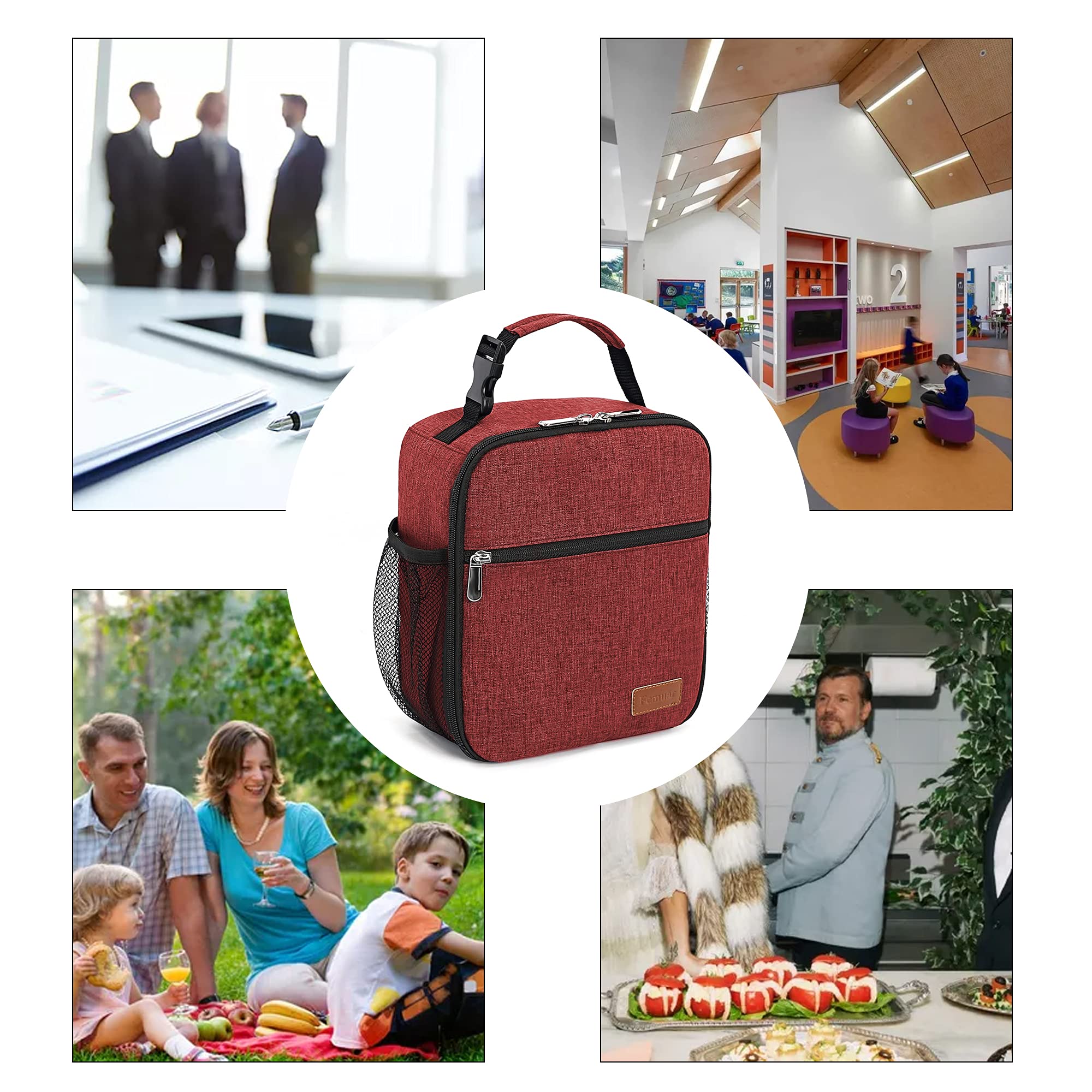 Uso versátil de Femuar para trabajo o picnic, ideal para ocasiones.