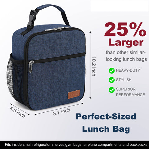 Femuar Lunch Box azul con asa y cierre para llevar cómodamente.