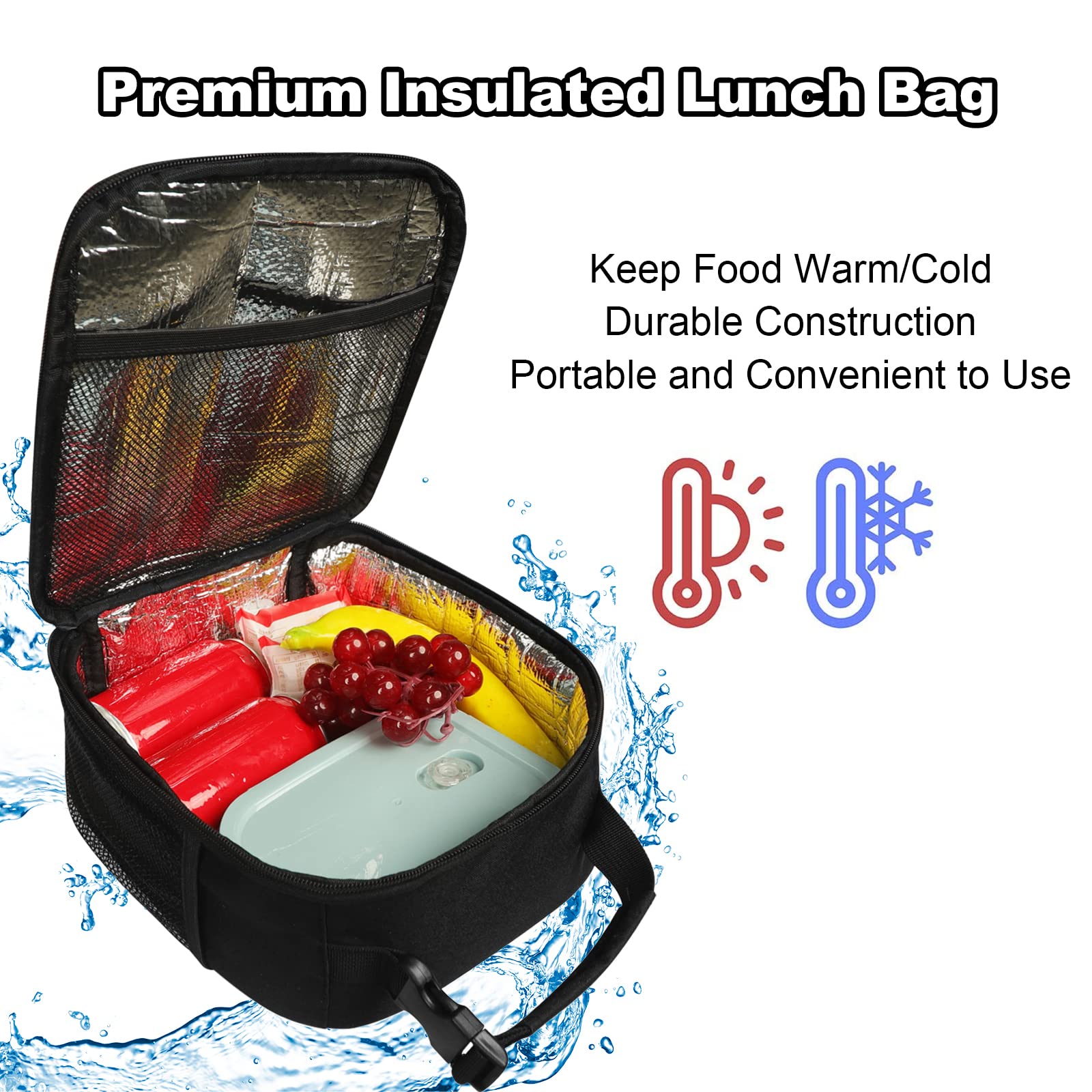 Femuar lunch box bolsillos exteriores para llaves y teléfono.