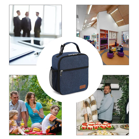 Femuar Lunch Box con bolsillos para utensilios y bebidas.