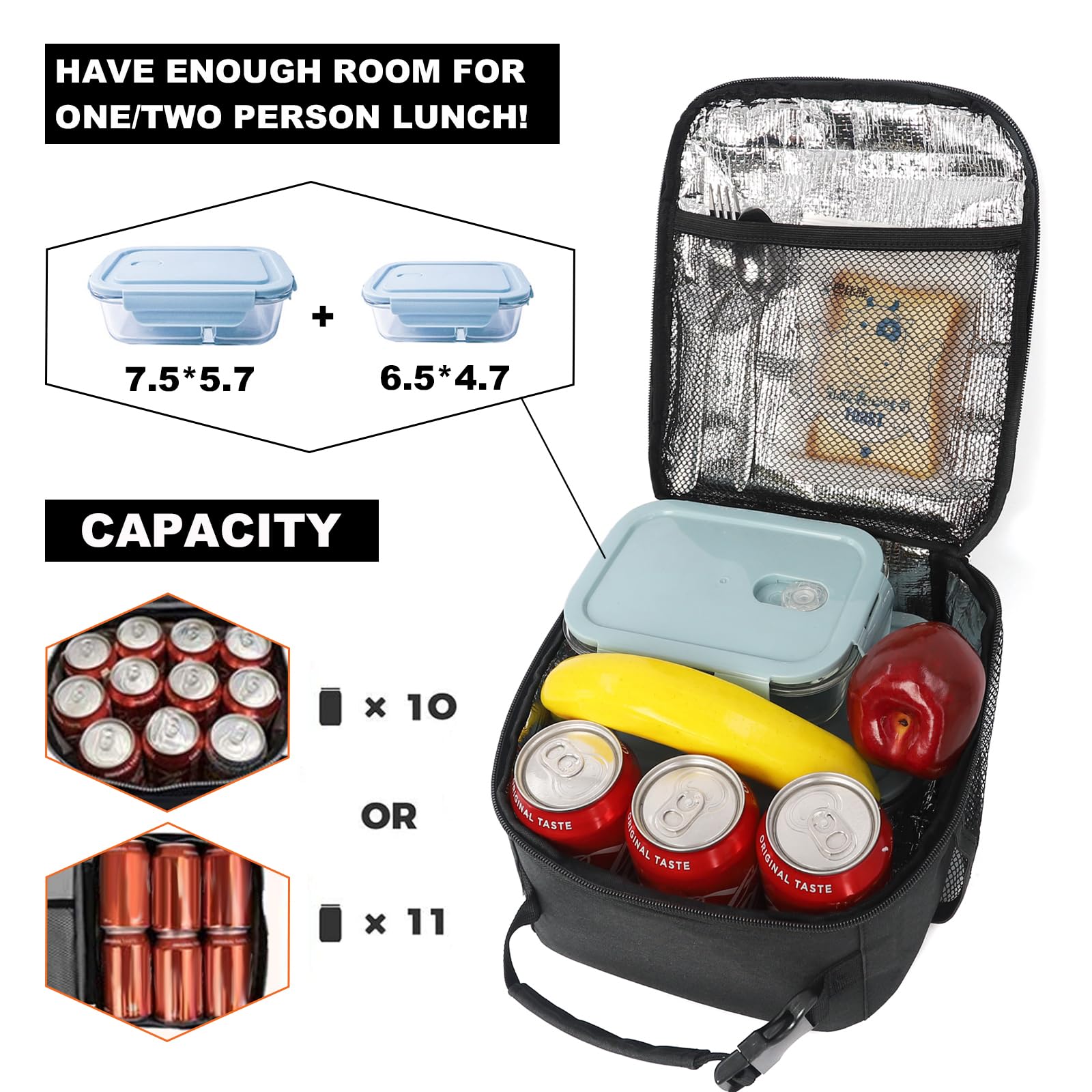 Femuar lunch box correa desmontable para llevar con bolso o maletín.
