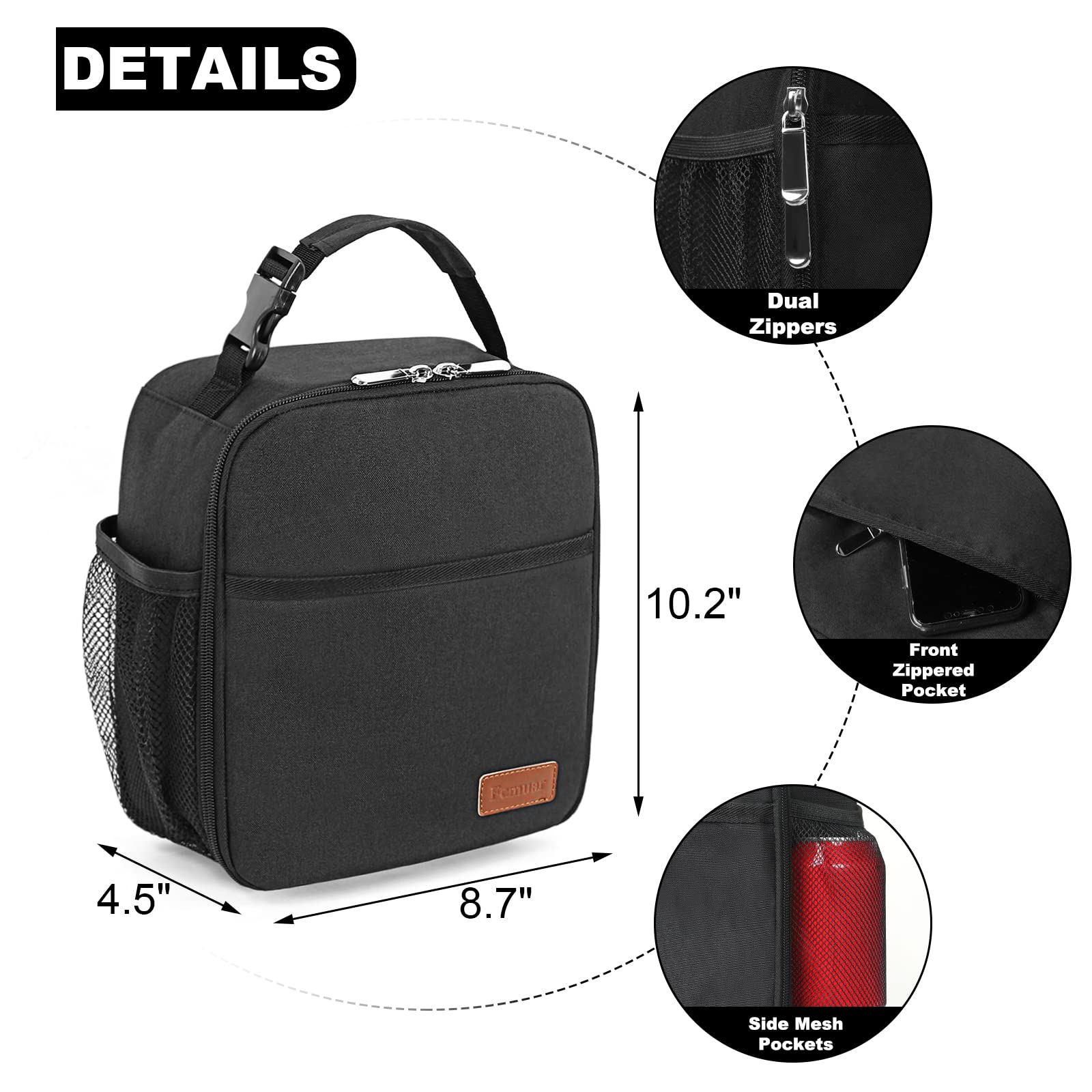 Femuar lunch box con tapa de aluminio interior mantiene la comida fresca.