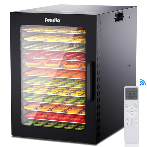 Fendia deshidratador de alimentos con 12 bandejas de acero, secado uniforme para meriendas saludables