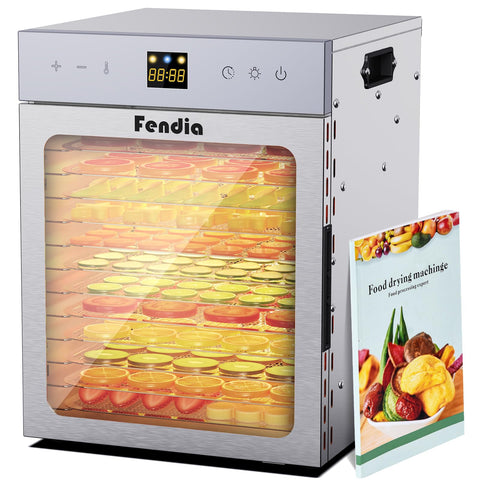 Fendia deshidratador de alimentos con puerta de vidrio para monitorear el proceso.
