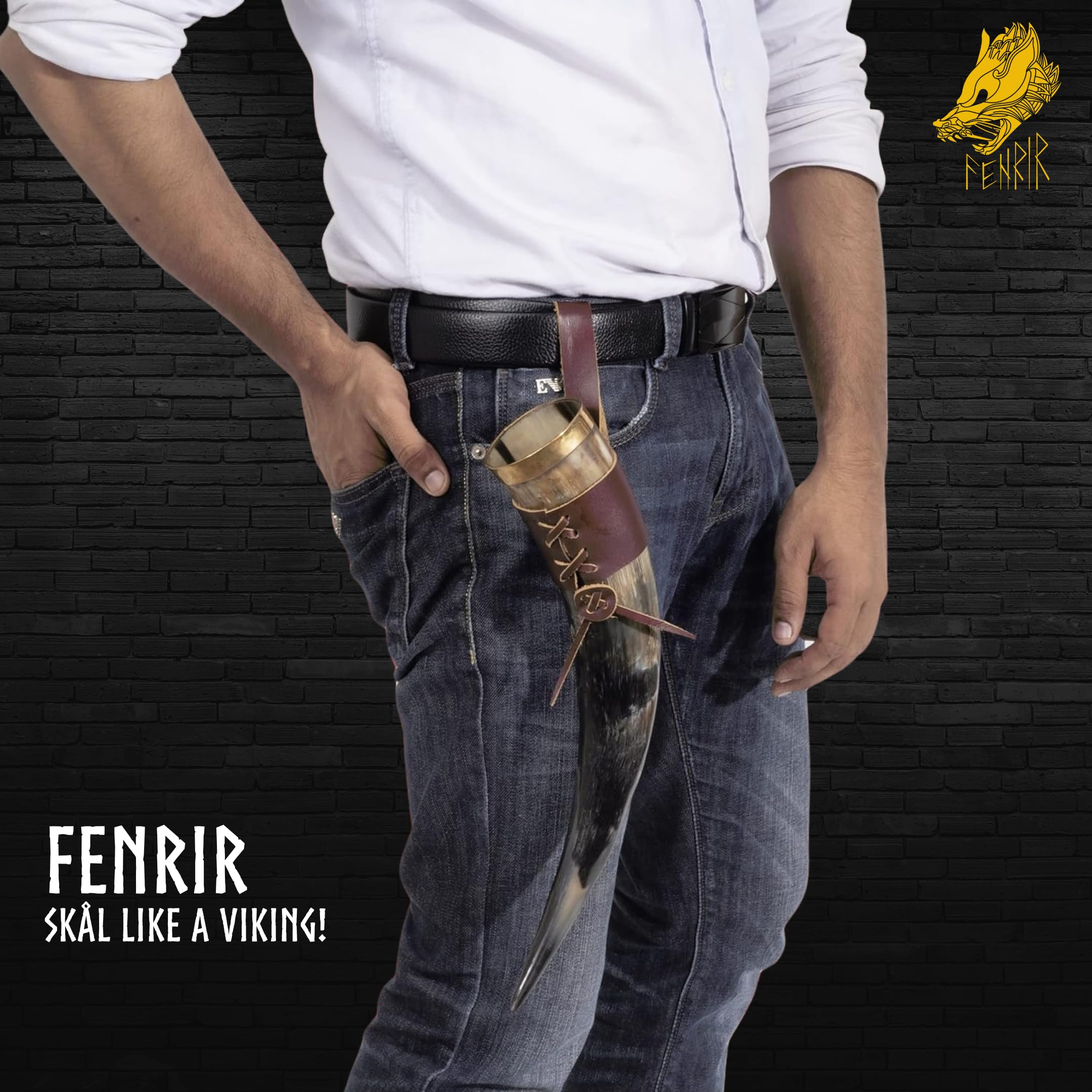Cuerno Fenrir con acabado pulido y textura natural destacada