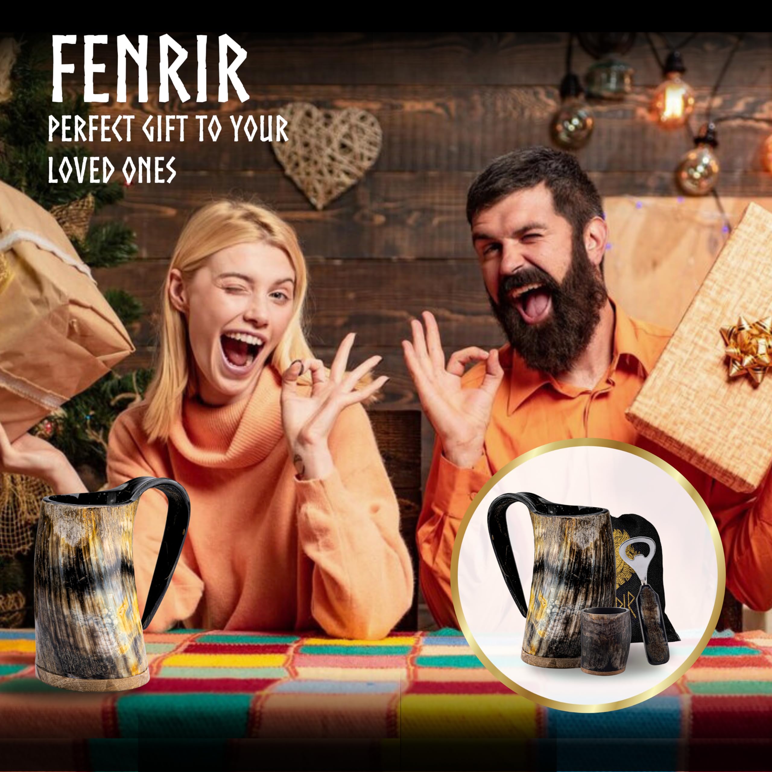 Fenrir bolsa regalo para set vikingo, empaque listo para regalo.