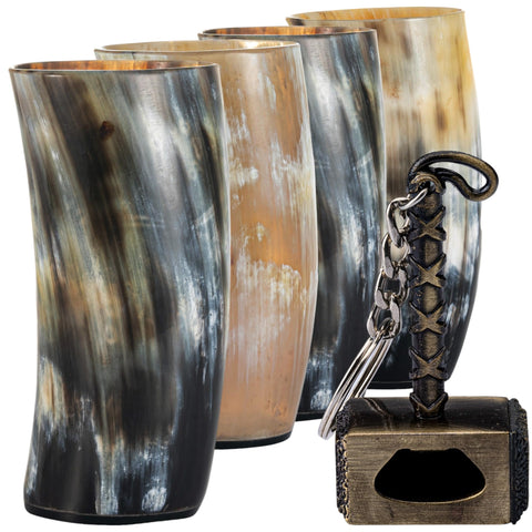 Copa de cuerno viking FENRIR con abrebotellas integrado, ideal para cerveza fría