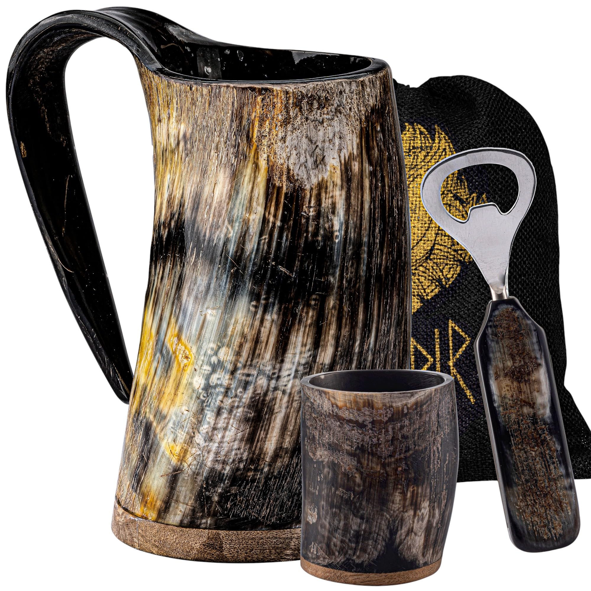 Fenrir copa cuerno vikingo 16oz, disfruta cerveza o hidromiel con estilo auténtico.