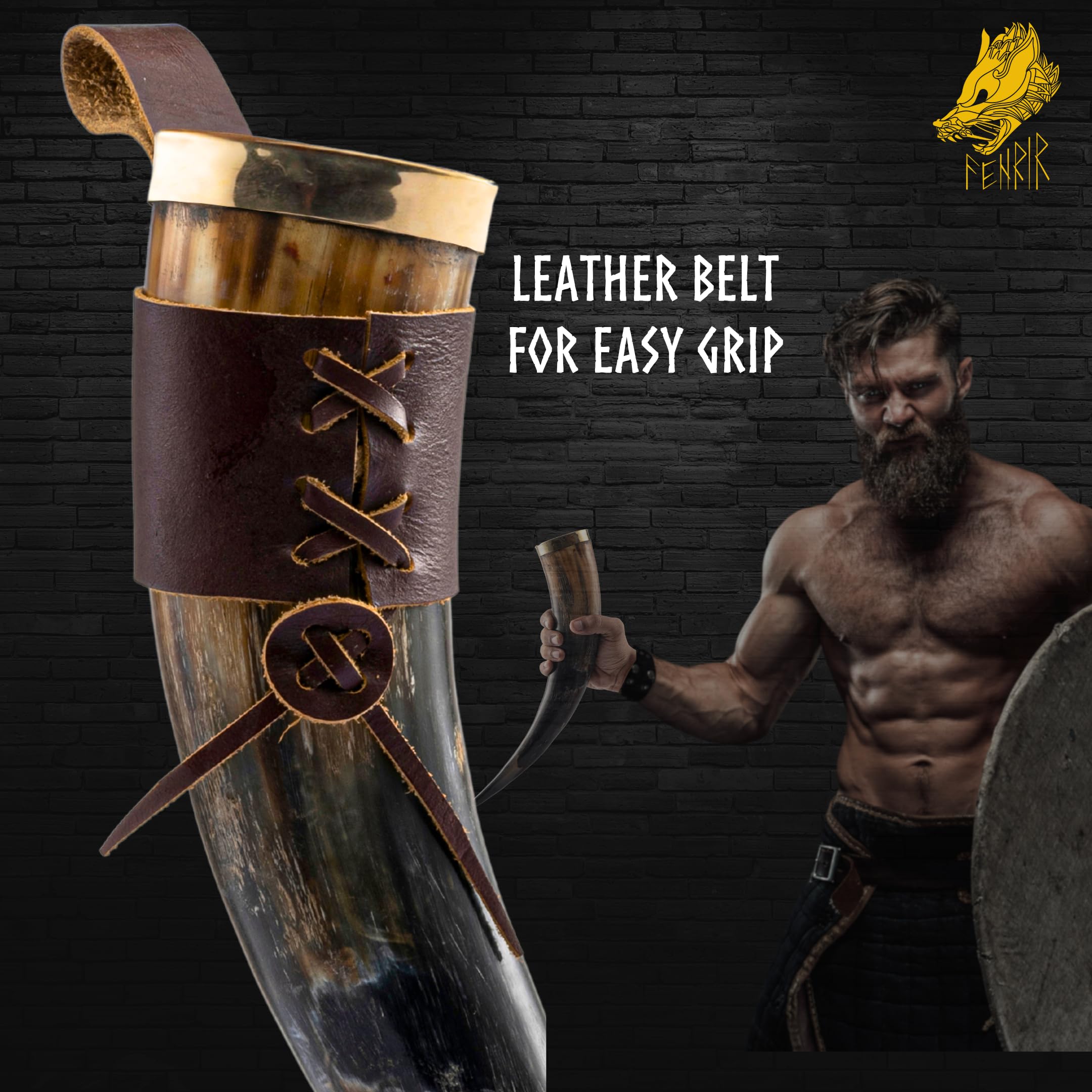Cuerno de ox natural con textura visible y uso de bebidas
