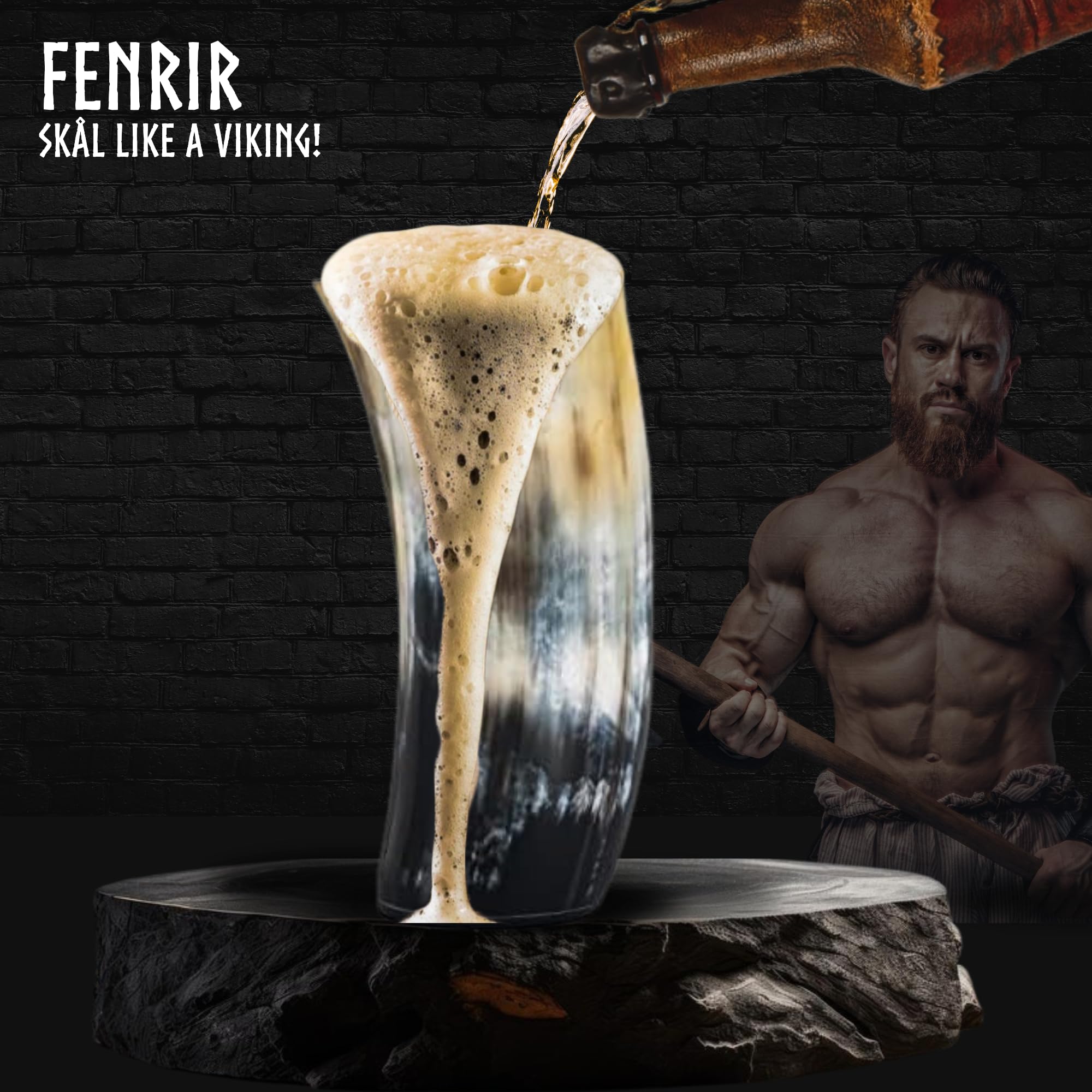 Cuerno viking FENRIR para bebidas medievales, capacidad 12-13 onzas