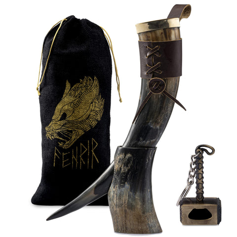 FENRIR cuerno vikingo 16 oz para cerveza, experiencia auténtica