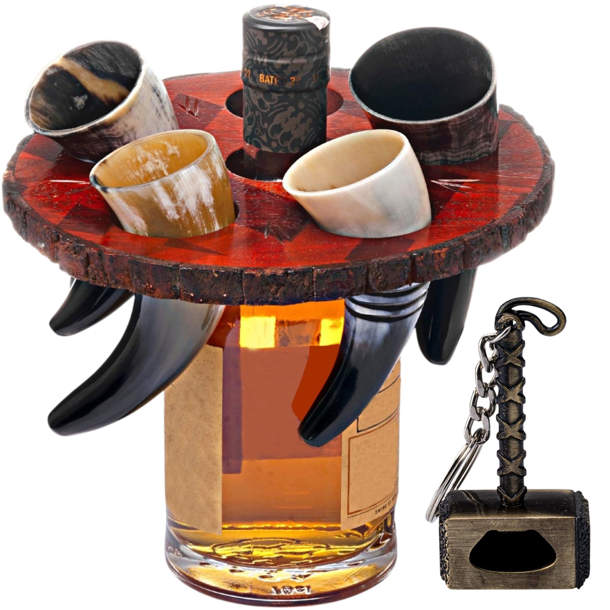 Cuerno vikingo FENRIR para bebidas, conjunto de 5, ideal para reuniones temáticas.