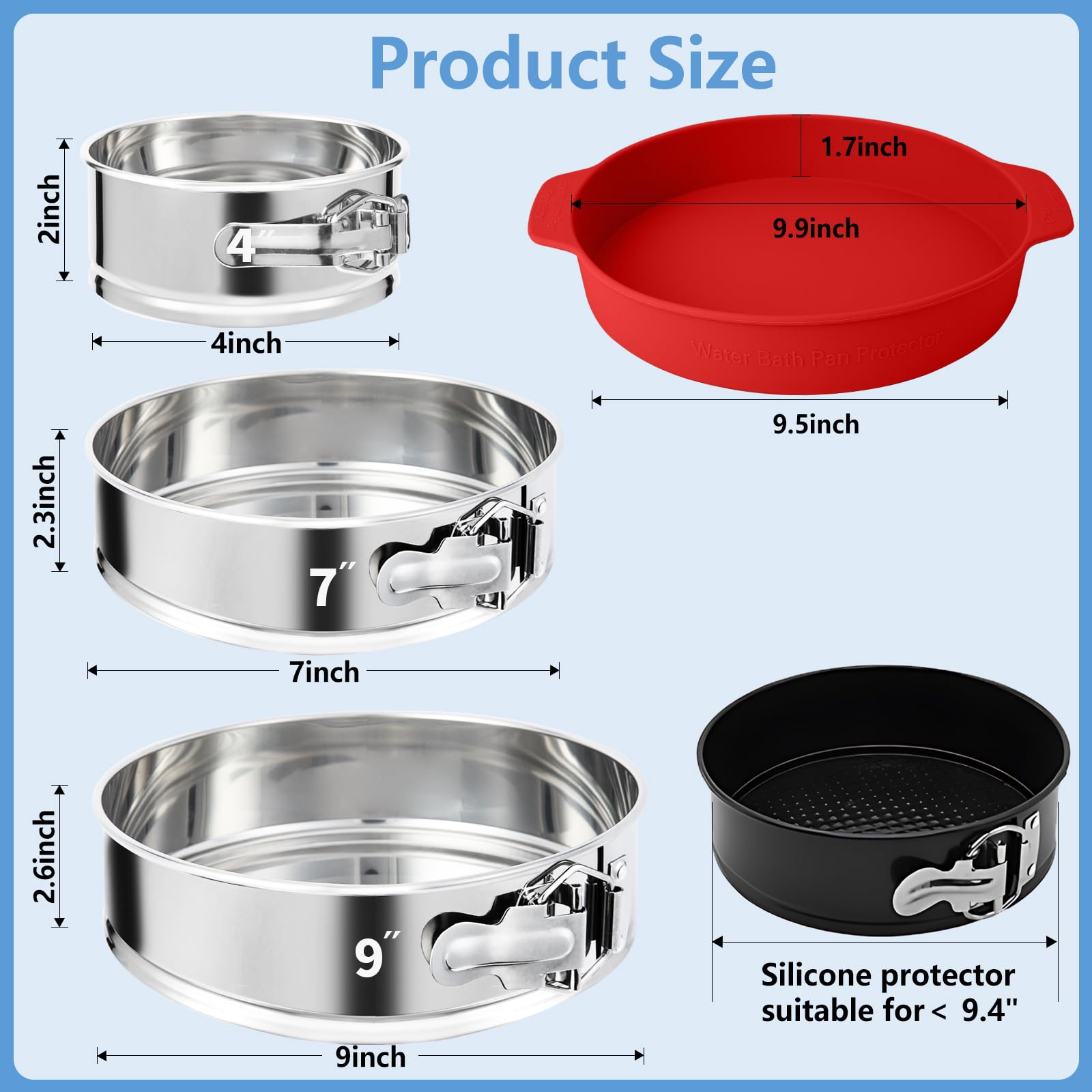FENSIDEN molde desmontable de 9 pulgadas, desmolde fácil para cheesecake.