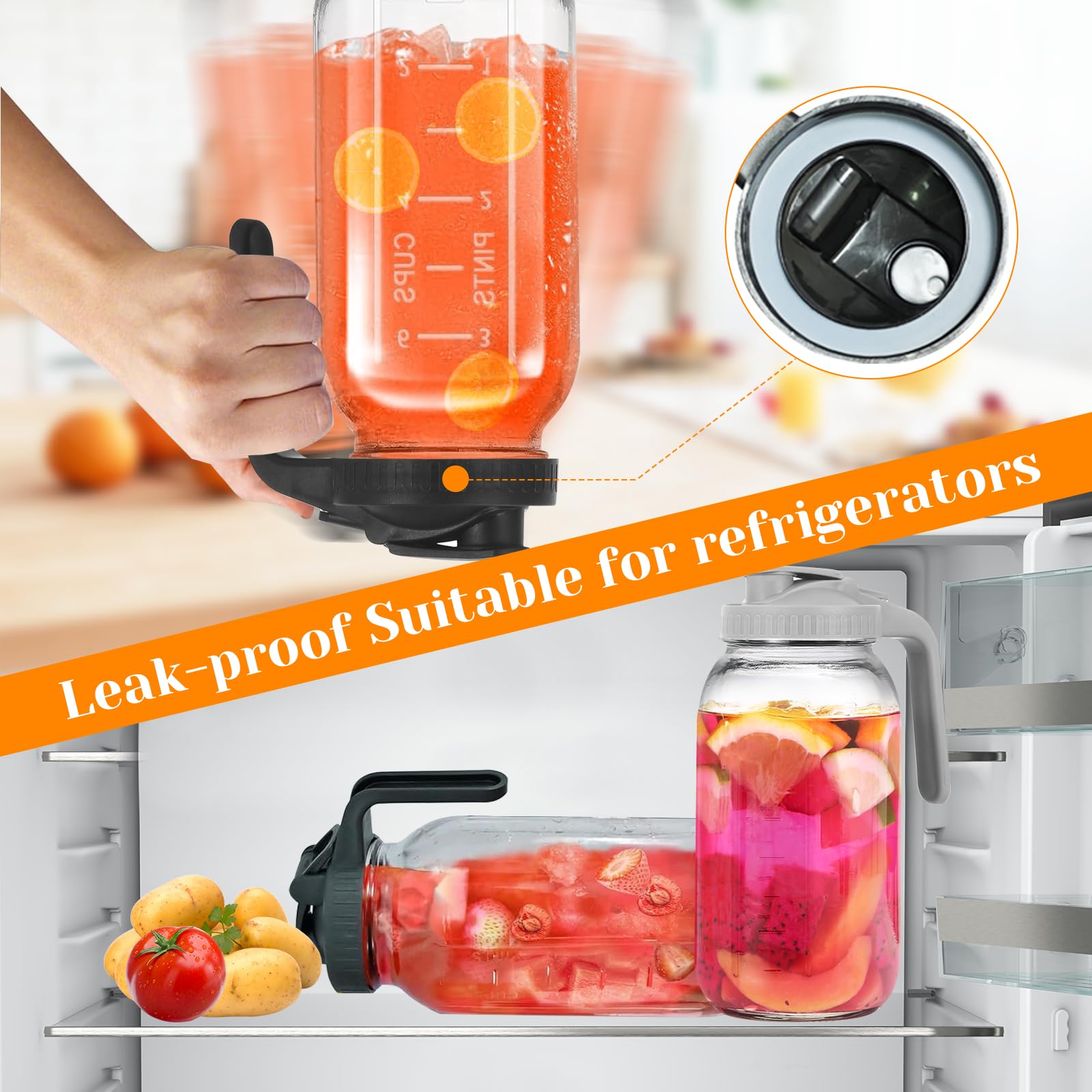 FEODSEW jarra 64oz apta para refrigerar bebidas y almacenamiento.