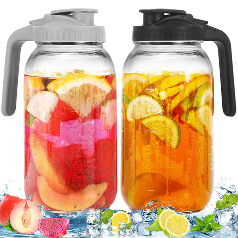 FEODSEW jarra de vidrio 64oz con tapa hermética para mantener la bebida fresca.