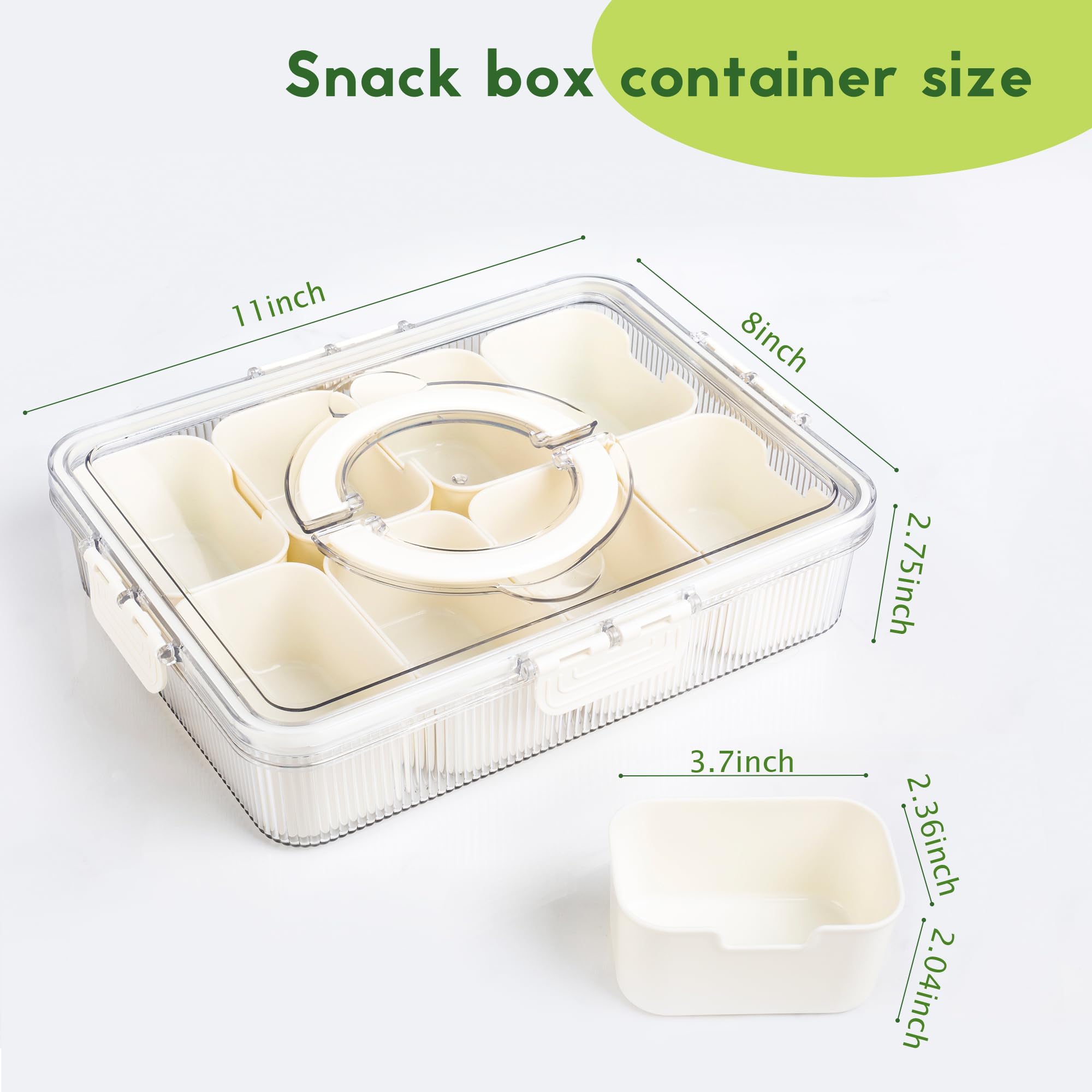 FEIOOD Snacklebox, ocho compartimentos removibles para snacks variados