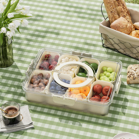 FEIOOD Snacklebox, tapa transparente y cierres para evitar derrames