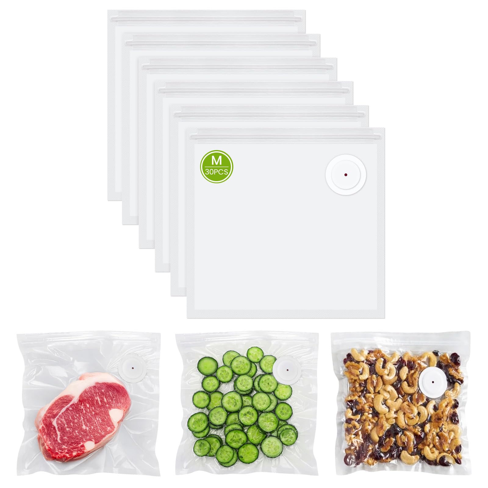 Bolsas FEPPO con sellado al vacío, tamaño M, para conservar frescura de alimentos.