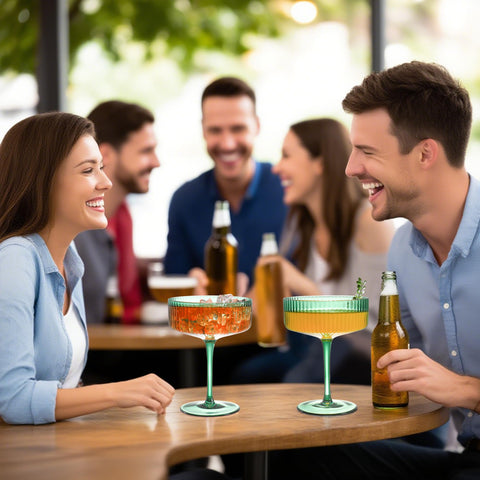 Conjunto FERAHI de 6 vasos martini verde, perfecto para reuniones.